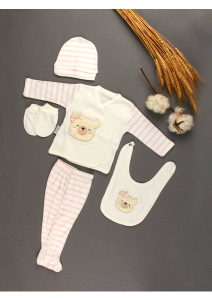 Pamuk Bebek Penye 5li Set, Bebek Ayıcık 5li Set Pembe, Yeni Doğan Hediyelik Hastane Çıkış