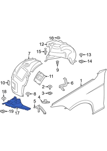 Bmw F30 Lci M-Tech Sol Ön Kürek Bakaliti 51718055019