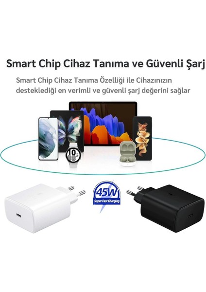 1 Yıl Samsung Galaxy A54 5g Uyumlu 45W Type-C Super Hızlı Şarj Aleti Adaptör - Ithalatçı Garantili