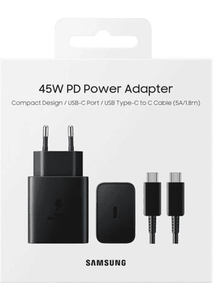 USB Type C Samsung Galaxy A55 5g Uyumlu 45W Super Hızlı Type-C Şarj Aleti Seti - Ithalatçı Garantil