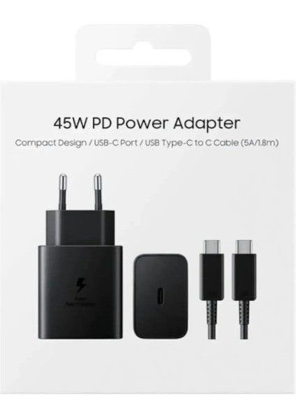 USB Type C Samsung Galaxy S20/S21/S22/S23 ve Tüm Cihazlar ile Uyumlu 45W Type-C Hızlı Şarj Aleti Ad