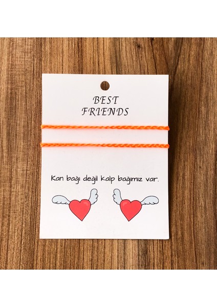 Ikili Best Friends Ip Örgü Bileklik (Turuncu)