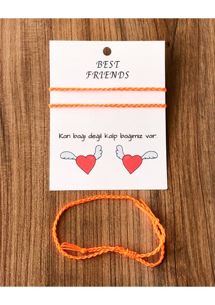 Ikili Best Friends Ip Örgü Bileklik (Turuncu)