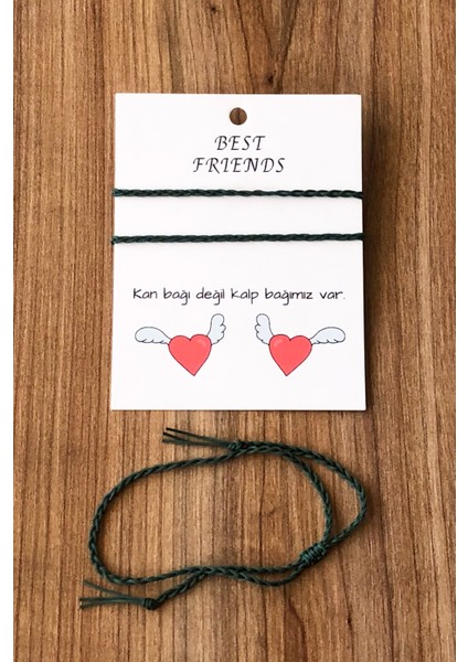 Ikili Best Friends Ip Örgü Bileklik (Yeşil)
