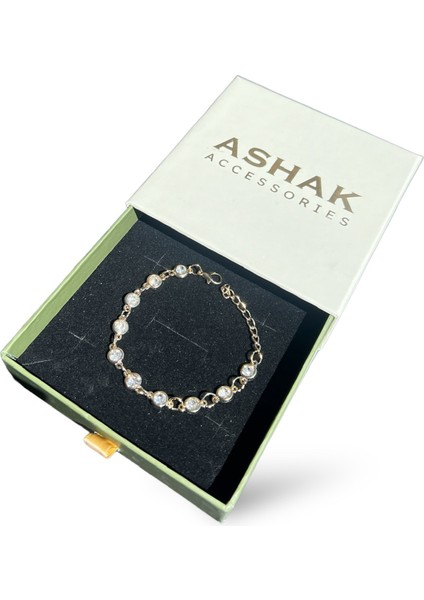 Kadın Swarovski Taşlı Light Gold Kaplama Bileklik