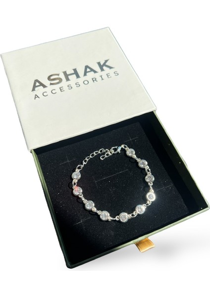 Kadın Swarovski Taşlı Gümüş Kaplama Bileklik