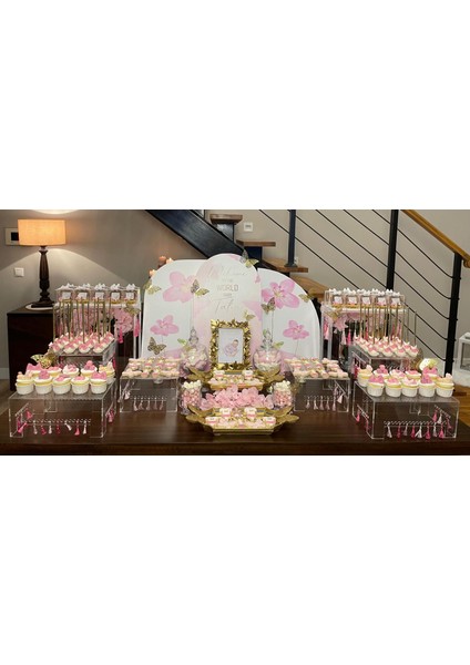 Orta Dikdörtgen Pleksi Servis Sunucu, Şeffaf Akrilik Sergileme Kasesi, Dessert Stand 35X20X26CM fırsatları