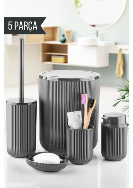 5 Parça Banyo Seti Gri