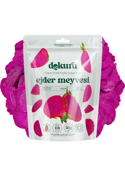 Freeze Dried Ejder Meyvesi Dondurularak Kurutulmuş Çıtır Mor Pitaya Meyve Cipsi