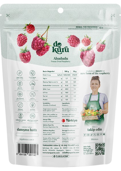 Ahududu Kuru Meyve Cipsi - Dondurularak Kurutulmuş Freeze Dried Çıtır Frambuaz