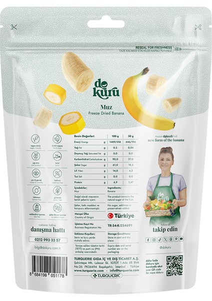 Muz Kuru Meyve Cipsi - Dondurularak Kurutulmuş Freeze Dried Çıtır Muz