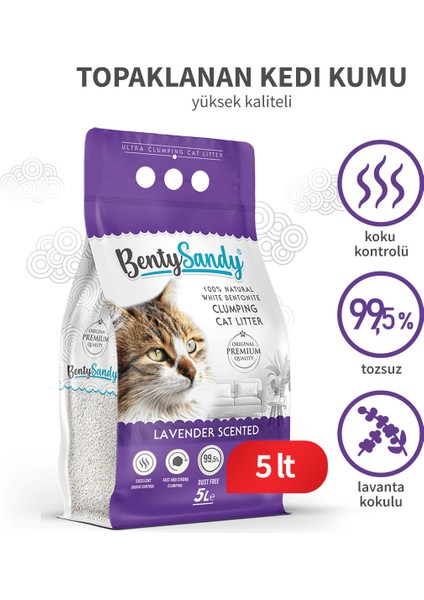 Lavender Lavanta Kokulu Topaklanan Kedi Kumu 5 Lt