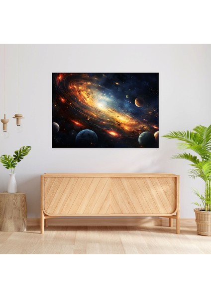 Güneş Sistemi Galaksi Tablosu - Dünya, Galaksi, Asteroitler, Duvar Süslemesi, 50X30