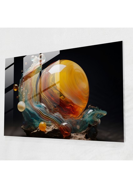 Jüpiter Atmosfer Cam Sanatı - Toprak, Erimiş Cam Heykel, Cam Duvar Sanatı, Modern Sanat, 45X30