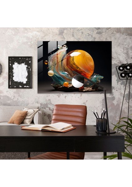 Jüpiter Atmosfer Cam Sanatı - Toprak, Erimiş Cam Heykel, Cam Duvar Sanatı, Modern Sanat, 45X30