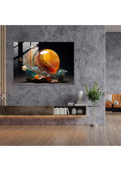 Jüpiter Atmosfer Cam Sanatı - Toprak, Erimiş Cam Heykel, Cam Duvar Sanatı, Modern Sanat, 45X30