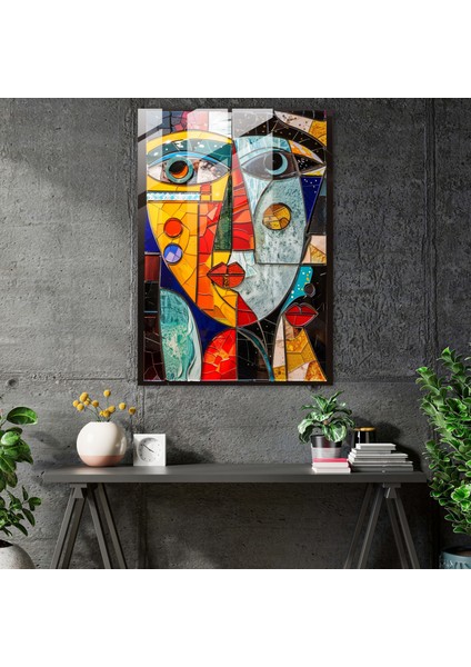 Picasso'dan Esinlenilen Soyut Yüzler Cam Duvar Sanatı - Kübizm, Kübizm, Cam Duvar Sanatı, Duvar Dekorasyonu, 30X45 fiyatları