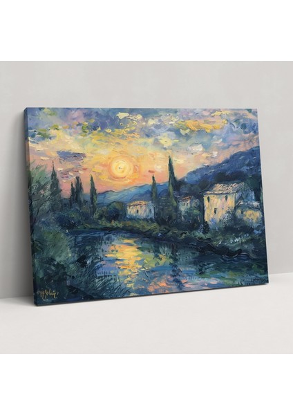 Gün Batımı Köyü Claude Monet Duvar Dekorasyonu - Claude Monet, Kanvas Tablo, Kanvas Tablo, Duvar Dekorasyonu, 50X30