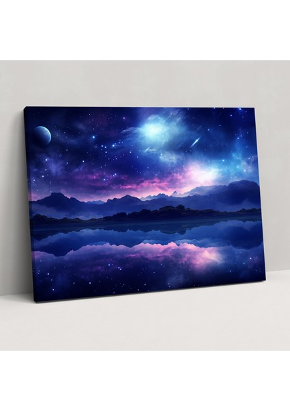 Serene Galaxy Yıldızlı Kanvas Tablo - Dünya, Duvar Sanatı, Galaksi, Serene, 50X30