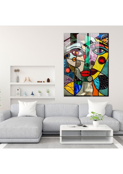 Picasso Kübizm Cam Baskıyla Yüzleşiyor - Kübizm, Cam Baskı, Cam Sanatı, Modern Sanat, 60X90 fiyatları