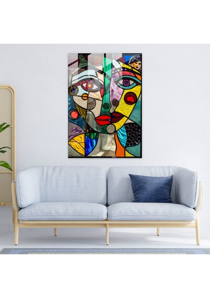 Picasso Kübizm Cam Baskıyla Yüzleşiyor - Kübizm, Cam Baskı, Cam Sanatı, Modern Sanat, 60X90 modelleri