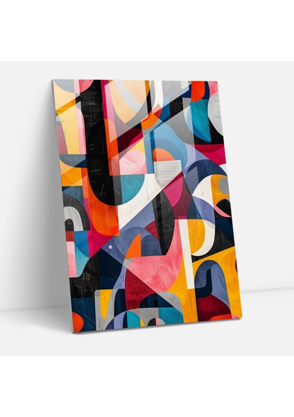 Kübizm Cam Duvar Sanatı Modern Sanat - Kübizm, Cam Baskı, Cam Duvar Sanatı, Renkli, 30X45