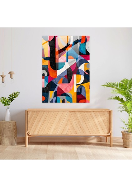 Kübizm Cam Duvar Sanatı Modern Sanat - Kübizm, Cam Baskı, Cam Duvar Sanatı, Renkli, 30X45 modelleri