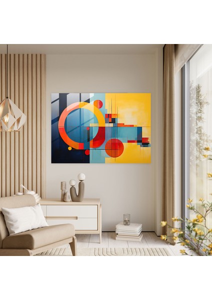 Geometrik Toprak Cam Duvar Sanatı - Toprak, Cam Sanatı, Modern Sanat, Topraktan Esinlenen Kompozisyon, 45X30