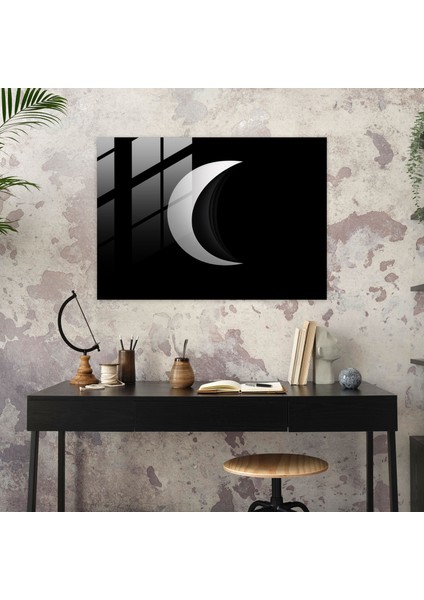 Moon Modern Art - Dünya, Grafik Tasarım, Kontrast Siyah Beyaz, Modern Sanat, 45X30 fiyatları