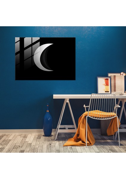 Moon Modern Art - Dünya, Grafik Tasarım, Kontrast Siyah Beyaz, Modern Sanat, 45X30 modelleri