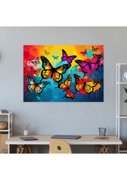 Kelebekler Pop Art Duvar Sanatı - Kurutulmuş Kelebekler, Kelebekler, Kalın Arka Plan, Duvar Sanatı, 50X30 fiyatları