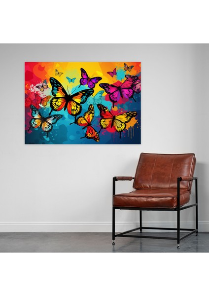Kelebekler Pop Art Duvar Sanatı - Kurutulmuş Kelebekler, Kelebekler, Kalın Arka Plan, Duvar Sanatı, 50X30 modelleri