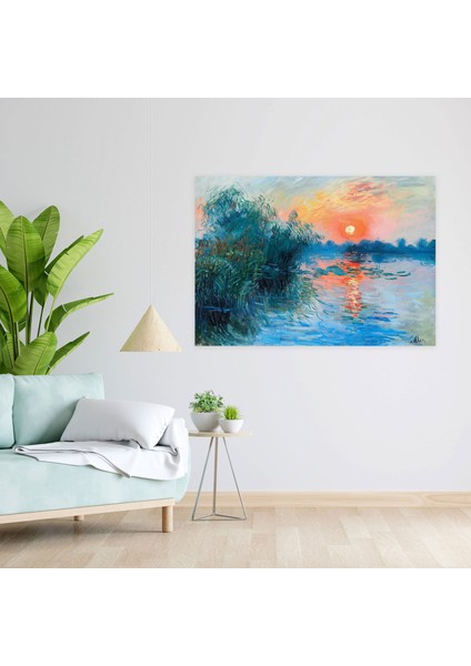 Pastel Günbatımı Gölü Claude Monet Kanvas Tablo - Claude Monet, Ev Dekorasyonu, Kanvas Tablo, Duvar Sanatı, 50X30