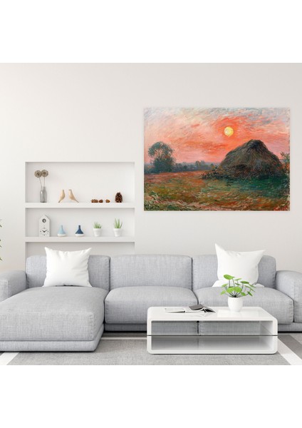 Saman Yığını Üzerinde Gündoğumu Claude Monet Kanvas Tablo - Claude Monet, Kanvas Tablo, Ev Dekorasyonu, Claude Monet, 50X30 modelleri