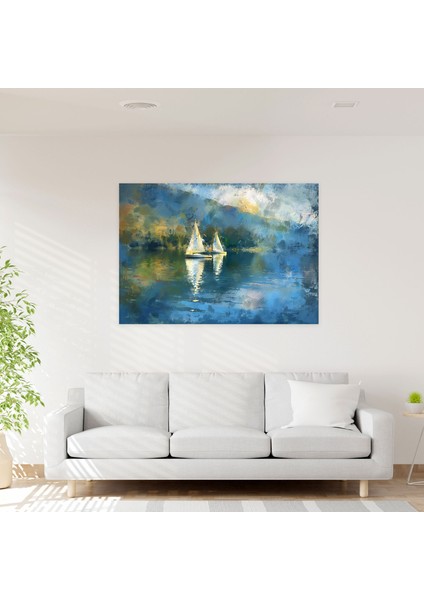 Gölde Yelkenli Duvar Dekorasyonu - Claude Monet, Kanvas Tablo, Duvar Dekorasyonu, Kanvas Tablo, 50X30 modelleri