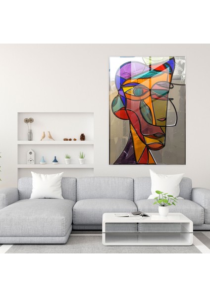 Kübizm Cam Duvar Sanatı Picasso'dan Esinlenen Portre - Kübizm, Duvar Dekorasyonu, Ev Dekorasyonu, Kübizm, 30X45 fiyatları