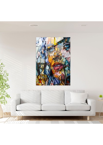 Parçalı Perspektifler Kübizm Cam Duvar Sanatı - Kübizm, Cam Duvar Sanatı, Ev Dekorasyonu, Modern Sanat, 30X45