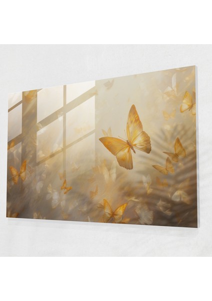 Kurutulmuş Kelebekler Duvar Dekorasyonu - Kurutulmuş Kelebekler, Kurutulmuş Kelebekler Fotogerçekçi Koleksiyonu, Cam Sanatı, Modern Sanat, 45X30