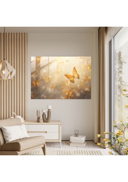 Kurutulmuş Kelebekler Duvar Dekorasyonu - Kurutulmuş Kelebekler, Kurutulmuş Kelebekler Fotogerçekçi Koleksiyonu, Cam Sanatı, Modern Sanat, 45X30 fiyatları