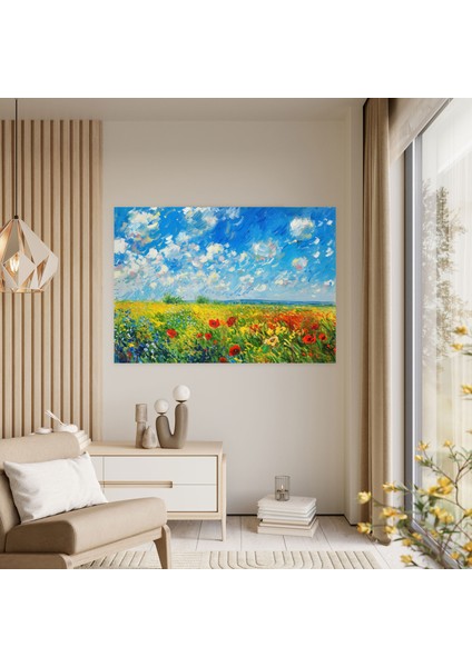 Çiçekli Tarlalar Claude Monet Kanvas Tablo - Claude Monet, Duvar Sanatı, Kanvas Tablo, 50X30