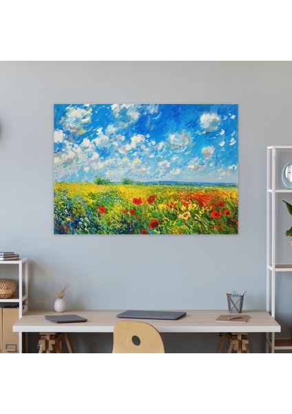Çiçekli Tarlalar Claude Monet Kanvas Tablo - Claude Monet, Duvar Sanatı, Kanvas Tablo, 50X30