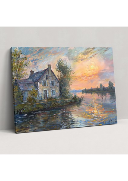 Gündoğumunda Büyüleyici Köy Manzarası Claude Monet Duvar Sanatı - Claude Monet, Kanvas Tablo, Claude Monet, Kanvas, 50X30