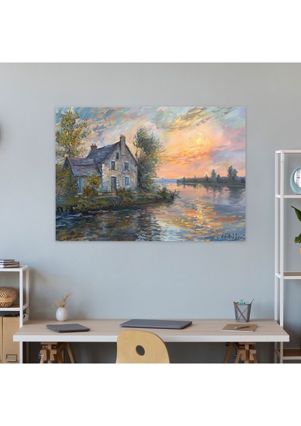 Gündoğumunda Büyüleyici Köy Manzarası Claude Monet Duvar Sanatı - Claude Monet, Kanvas Tablo, Claude Monet, Kanvas, 50X30 modelleri