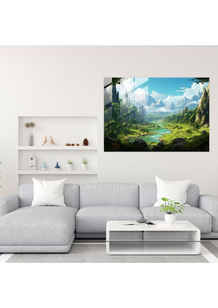 Toprağın Lushness Cam Duvar Tablosu - Toprak, Yeşil Ormanlar, Ev Dekorasyonu, Duvar Dekorasyonu, 45X30 modelleri