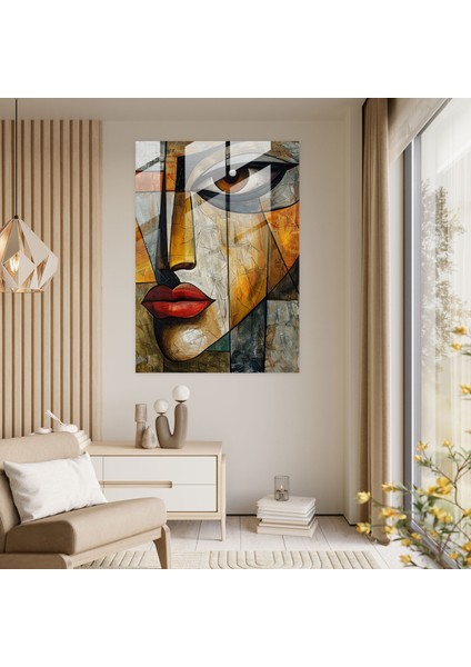Distorsiyonlu Portreler Kübizm Duvar Süslemesi - Kübizm, Duvar Süslemesi, Cam Baskı, Kübizm, 30X45