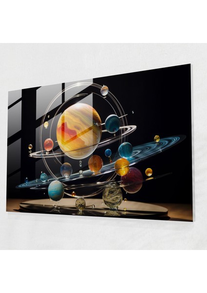Güneş Sistemi Galaksi Cam Baskı - Dünya, Güneş Sistemi, Galaksi, Kozmik, 45X30