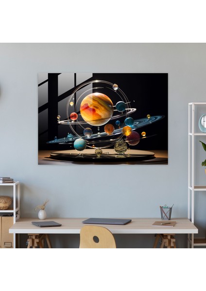 Güneş Sistemi Galaksi Cam Baskı - Dünya, Güneş Sistemi, Galaksi, Kozmik, 45X30