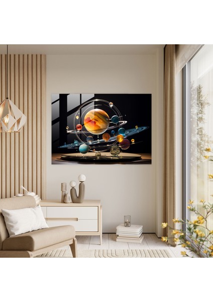 Güneş Sistemi Galaksi Cam Baskı - Dünya, Güneş Sistemi, Galaksi, Kozmik, 45X30