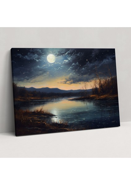 Mehtaplı Gece Kanvas Tablo - Dünya, Kanvas Tablo, Ay, Dolunay, 50X30