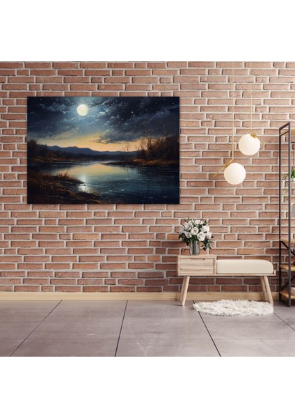 Mehtaplı Gece Kanvas Tablo - Dünya, Kanvas Tablo, Ay, Dolunay, 50X30